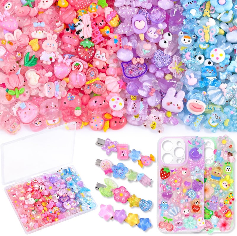 Glitzest 100PCS TINKRSTUFF Slime Charms Jelly Cute Flatback Resin Charms For Slime, Random Kawaii Decoden Charm for Embellishments Phone Junk Case Charms Bulk, Scrapbooking Crafting & DIY Decor(4 Color Series) - Image 1
